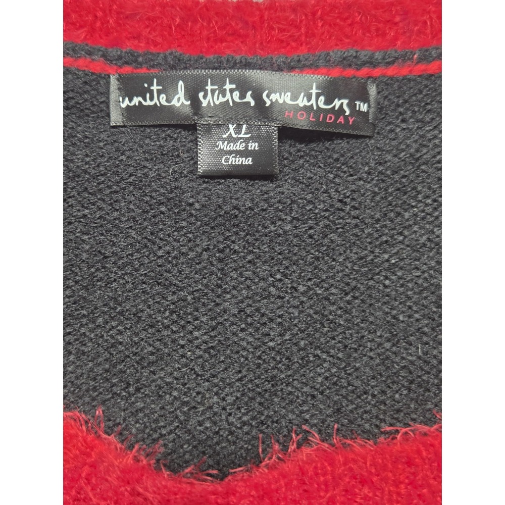 Black & Red Sequin Embellished Fa La La Long Tunic Holiday Sweater XL Sequins - Picture 5 of 9